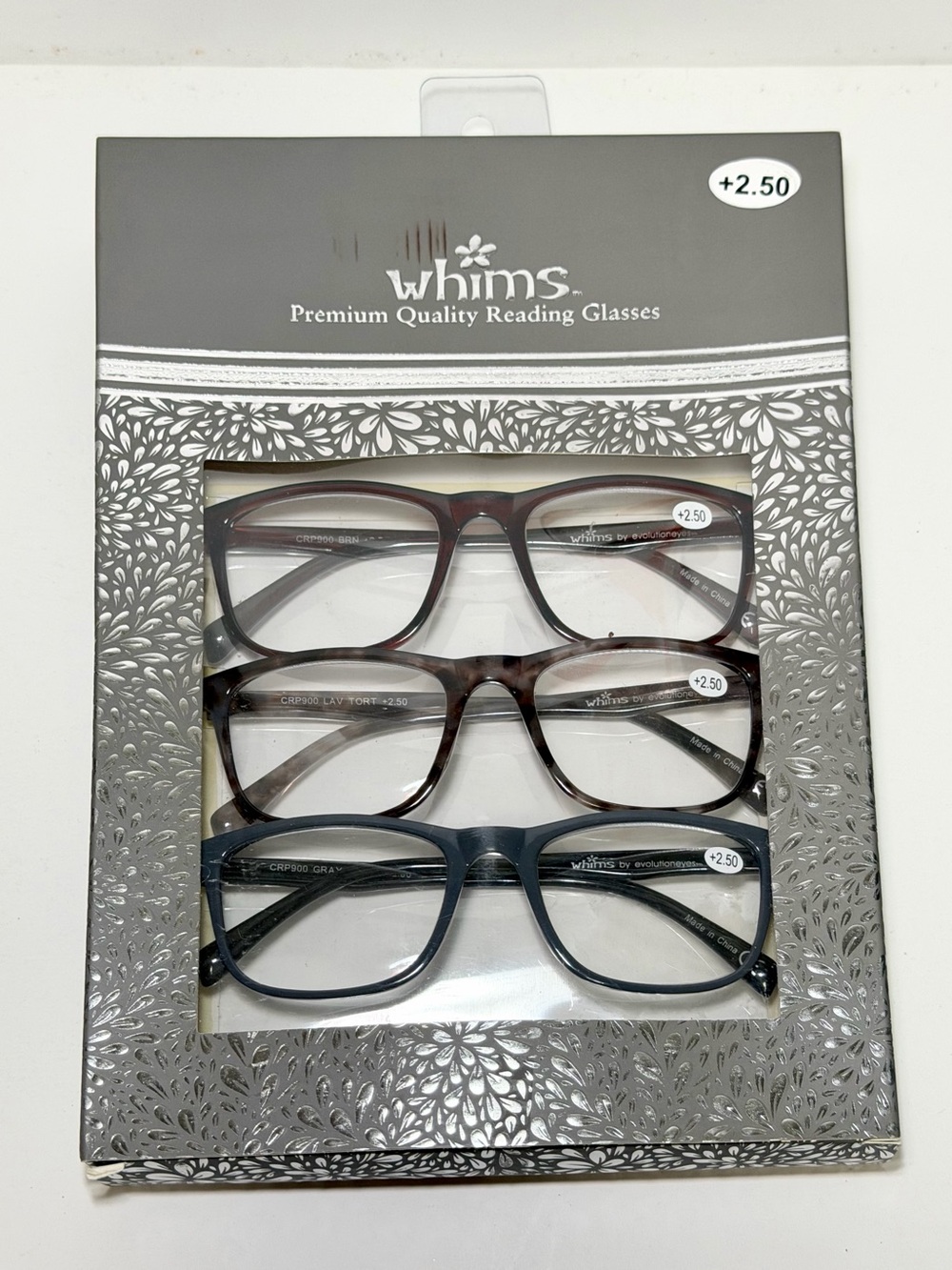 Whims by Evolutioneyes Premium Reading Glasses 3-Pack – Strength +2.50